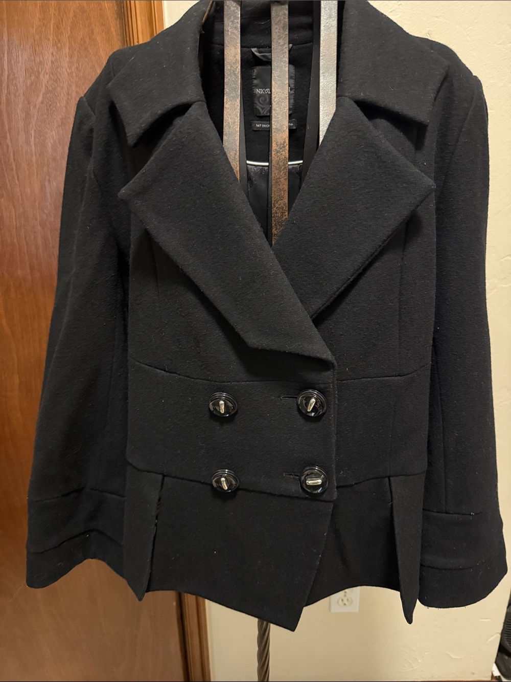 Classic Black Double-Breasted Women's Pea Coat